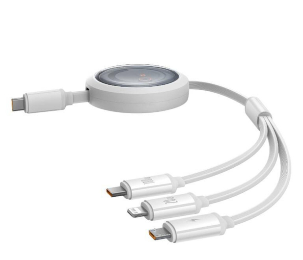 BASEUS Free2Draw Retractable Cable 3in1 100W 1,1m white P10368700211-03 - 1348115 - zdjęcie 2
